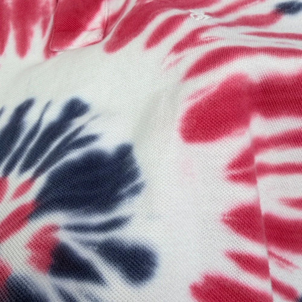 Polo Ralph Lauren Slim Fit Custom Tie Dye Spiral Polo Shirt Red White Blue  M